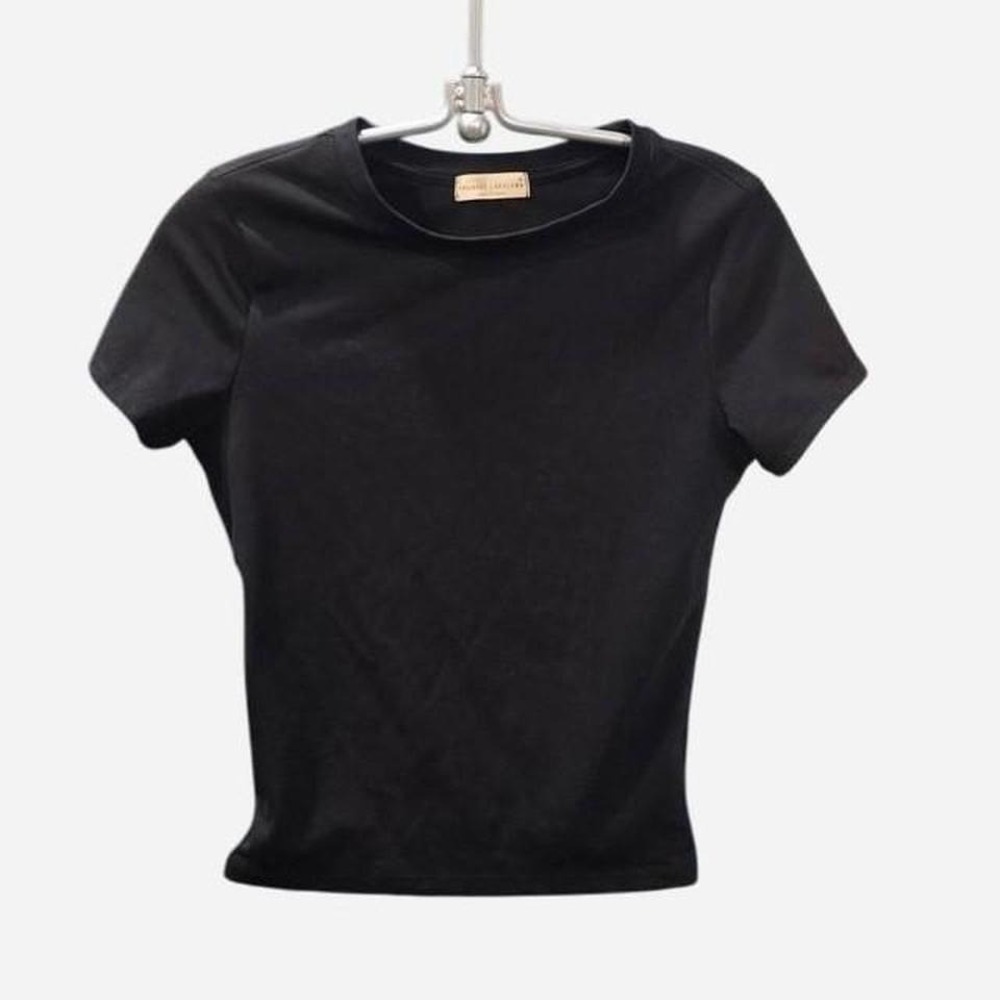 juniors plain black baby tee‎ size medium